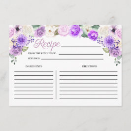Lila Frühlingsflora Brautparty Rezept-Karte Begleitkarte
