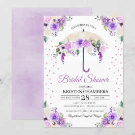 Lila Frühlingsflorallenschirm Brautparty Einladung