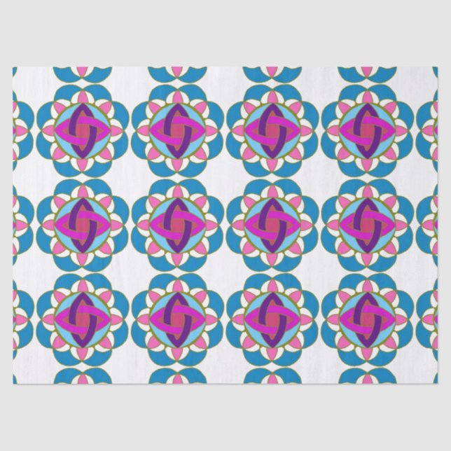 Lila Fuchsia Blue Pink Aquamarin Mandala Decoupage Seidenpapier (Vorderseite)