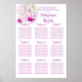 Lila fuchsia Hochzeitstisch-Planer 1-9 Poster