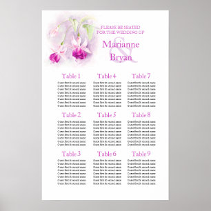 Lila fuchsia Hochzeitstisch-Planer 1-9 Poster