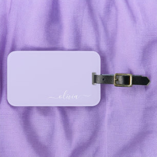 Lila Fuchsig Weibliches Skript Monogramm Name Mode Gepäckanhänger