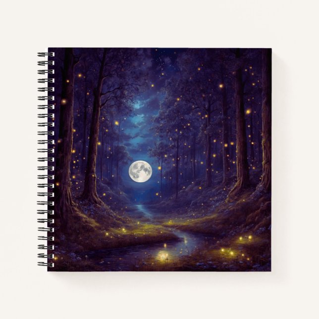 Lila Full Moon & Firefrefly-Hardcover-Journal Notizbuch (Vorderseite)