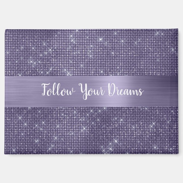 Lila Funkeln Personalisierter Spruch   Magnet (Vorderseite)
