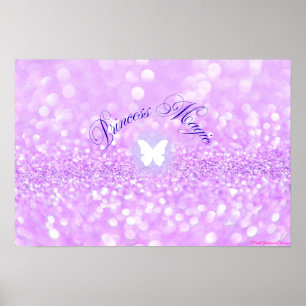 Lila Funkelnd Glitzer Butterfly Princess Poster