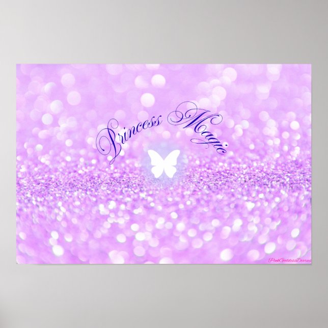 Lila Funkelnd Glitzer Butterfly Princess Poster (Vorne)