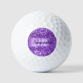 Lila Funkelnd Glitzer Shimmer Strip Foil Monogramm Golfball