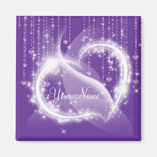 Lila Funkelnd White Heart Kühlschrank Magnet
