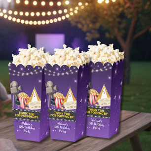 Lila funkelnde Filmnacht Dankeschön Popcorn Geschenkschachtel