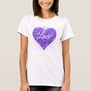 Lila funkelndes Herz, Liebe Glitzer Valentine T-Shirt