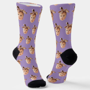 Lila Funny Custom Daughter Foto Crew Socken