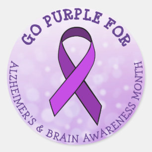 Lila für Alzheimer & Brain Awareness Month Runder Aufkleber