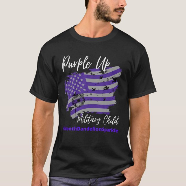 Lila für den militärischen Kindermonat Dandelion S T-Shirt (Vorderseite)