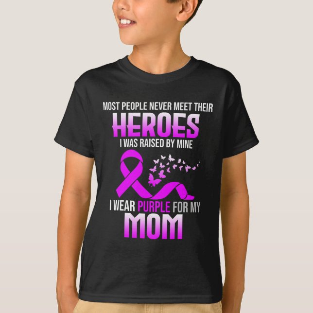 Lila für die Mama Bauchspeicheldrüsenkrebs T-Shirt (Vorderseite)