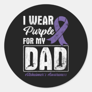 Lila für meine Vater Alzheimer Awareness Runder Aufkleber