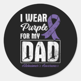 Lila für meine Vater Alzheimer Awareness Runder Aufkleber