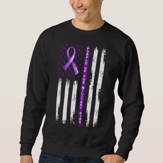 Lila für militärische Kinder im Monat des 20. Jahr Sweatshirt (Vorderseite)