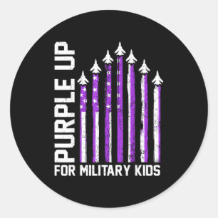 Lila für militärische Kinder Kleinkind Frauen Jung Runder Aufkleber