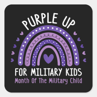 Lila für militärische Kinder Monat des Militärs Quadratischer Aufkleber