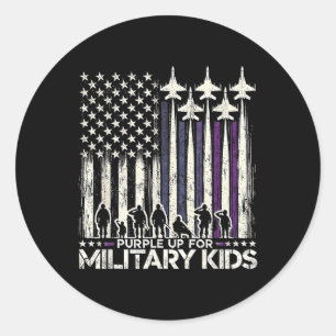 Lila für militärische Kinder - Monat des Militärs Runder Aufkleber