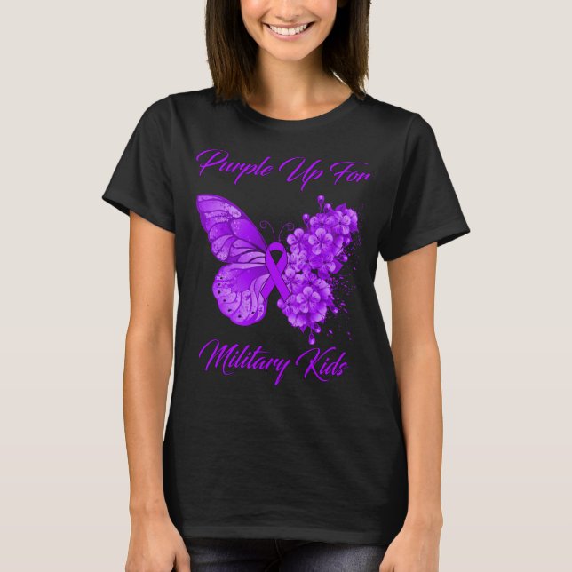 Lila für militärische Kinder Monat des Militärs T-Shirt (Vorderseite)