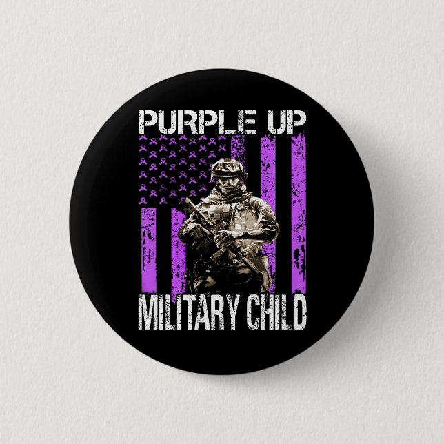 Lila für militärische Kinder - T - Shirt militäris Button (Vorderseite)