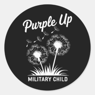 Lila für Militärkinder: Dandelion Military Chi Runder Aufkleber
