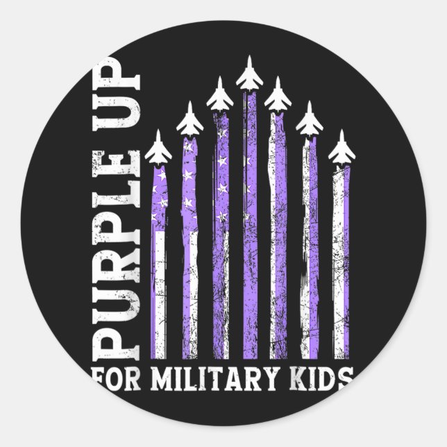 Lila für Militärkinder - Monat Runder Aufkleber (Vorderseite)