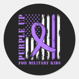 Lila für Militärkinder unter US-Flagge Runder Aufkleber