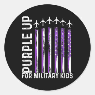 Lila für Militärkinder unter US-Flagge Runder Aufkleber