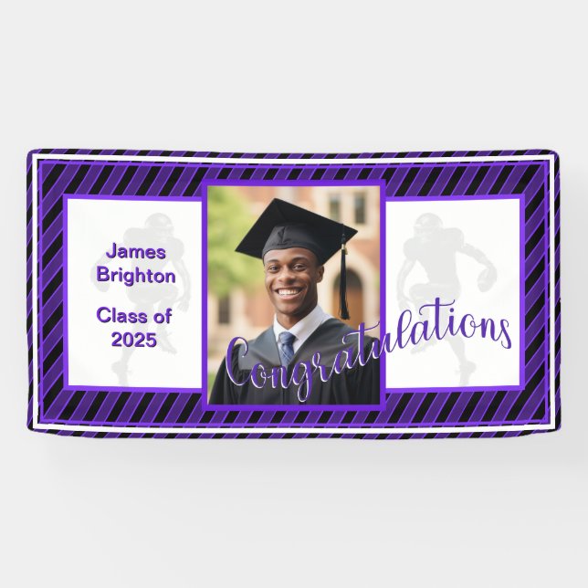 Lila Fußball Foto Abschluss Banner (Horizontal)