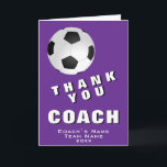 Lila Fußballball Vielen Dank Coach Card Dankeskarte<br><div class="desc">Lila Fußball-Ball Vielen Dank Coach Card. Die Karte hat einen schwarz-weißen Fußball auf einem lila Hintergrund. Eine tolle Karte für Sporttrainer, Trainer für das High School Team, Mama- oder Papa-Coach, etc. Passen Sie jeden Text auf der Karte an. Geben Sie den Namen, den Teamnamen und das Jahr des Trainers ein....</div>