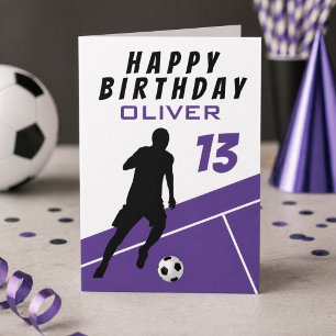 Lila Fußballspieler Fußball Junge Geburtstag  Karte