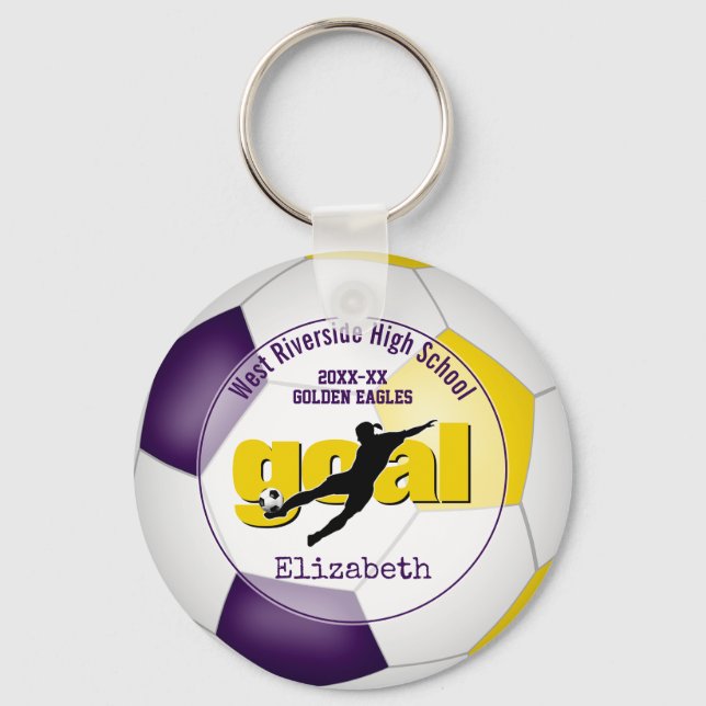 lila Fußballspieler Schlüsselanhänger (Vorderseite)