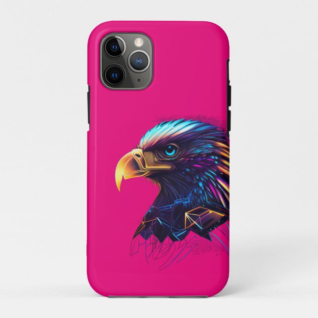 Lila Futuristischer Neon Eagle Vibranant Radiant Case-Mate iPhone Hülle (Rückseite)