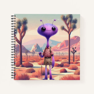 Lila Fuzzy Alien Hiker Notebook Notizbuch