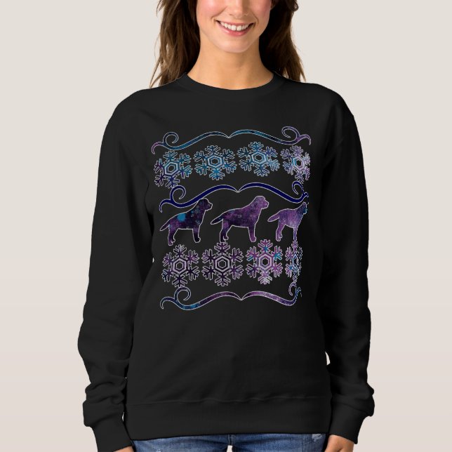 Lila Galactic Labrador Ugly Christmas Sweater Sweatshirt (Vorderseite)
