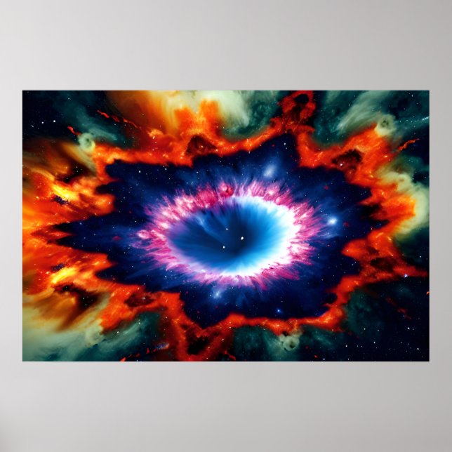 Lila-galaktisch-roter Orangenblauer Sternenbrand Poster (Vorne)