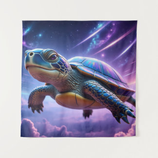 Lila Galaktische Meerschildkröte Wandteppich