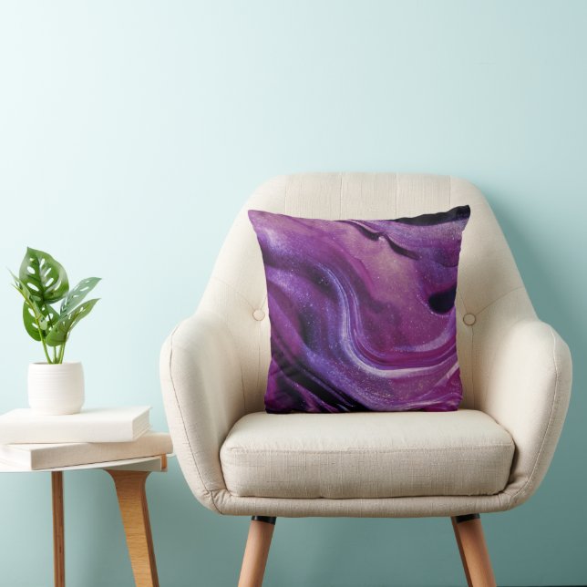 Lila Galaxie abstrakter Glitzer Kissen (Stuhl )