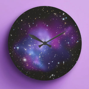 Lila Galaxie-Cluster-Wall-Uhr Große Wanduhr