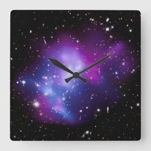 Lila Galaxie Himmelskörper Foto Quadratische Wanduhr