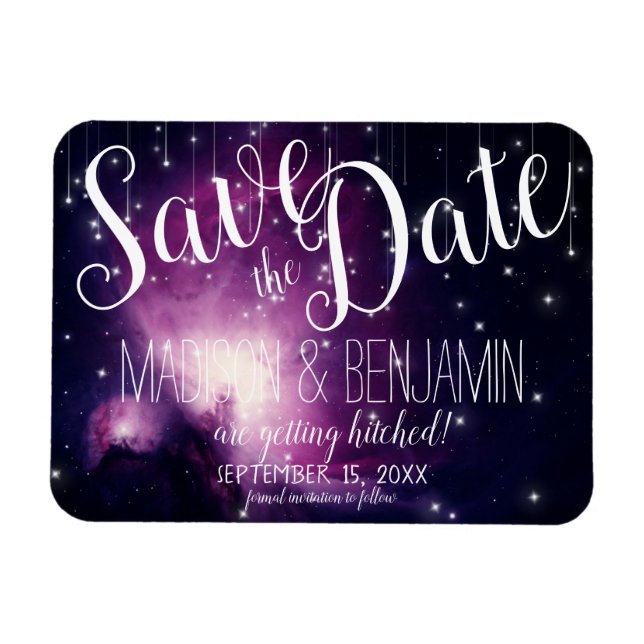 Lila Galaxie - Himmelsstrahlen Save the Date Magnet (Horizontal)