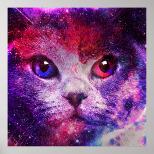 Lila Galaxie-Katze Poster