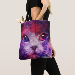 Lila Galaxie-Katze Tasche