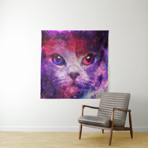 Lila Galaxie-Katze Wandteppich