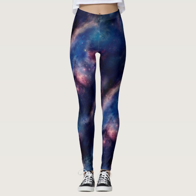 Lila Galaxie Leggings (Vorderseite)