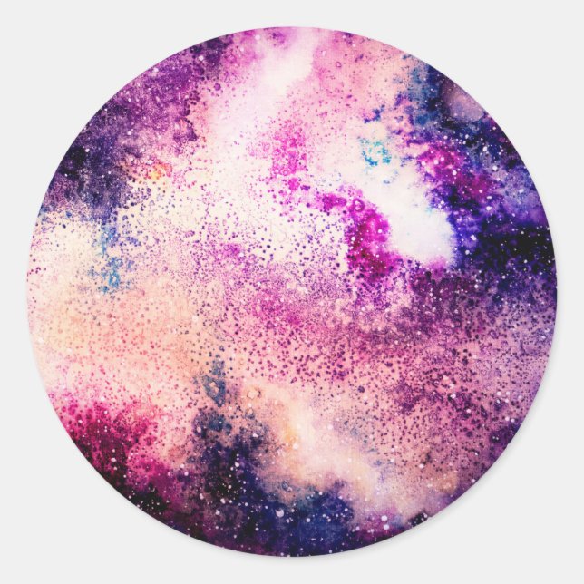 Lila Galaxie Runder Aufkleber (Vorderseite)