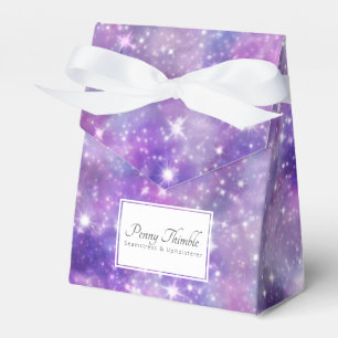 Lila Galaxie und Sterne Geschenkschachtel