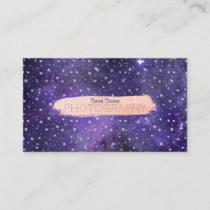 Lila Galaxie und Sterne mit Brushstroke Visitenkarte